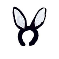 Plush Black Satin Bunny Ears Headband